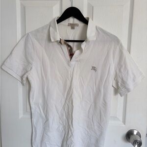 Burberry White Polo Shirt Men's with Iconic Check Detail M